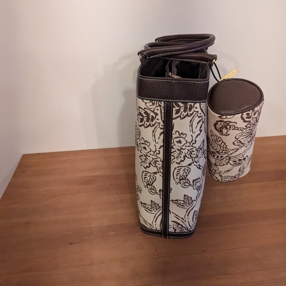 Estee Lauder 2 Piece Floral Handbag Tote  15x12x4  Brown/Tan/ Brown - Picture 5 of 6